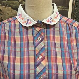 Vintage Pastel Plaid Blouse